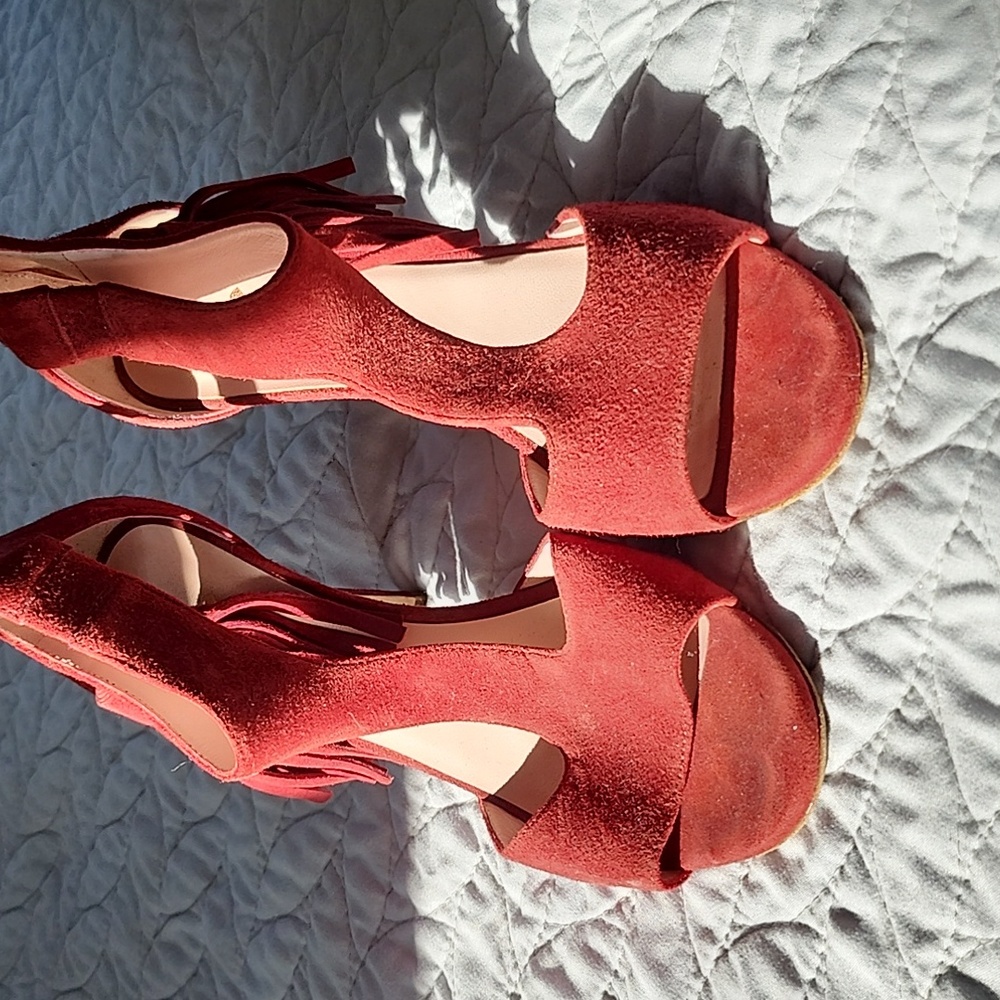 Kate Spade Maroon, suede heels with Tassle detail, size 8.5